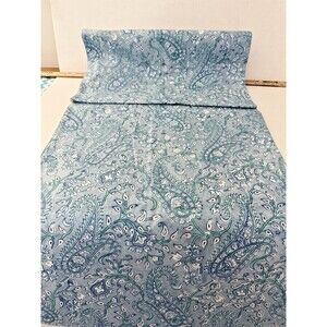 Pottery Barn Floral Paisley 18 x 90” Table Runner Blue Green Spring Vintage EUC